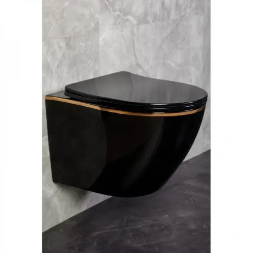 Комплект Инсталляция GROHE Rapid SL с черной матовой кнопкой + Унитаз подвесной Ancona Black Z19-15B Zandini