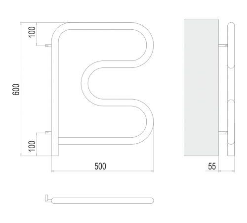 Электро 25 F-обр 500х500 поворотный Полотенцесушитель TERMINUS