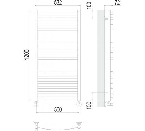 Авиэль П14 500х1200 Полотенцесушитель TERMINUS