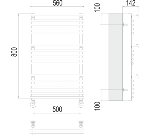 Вента люкс П16 500х800 Полотенцесушитель TERMINUS
