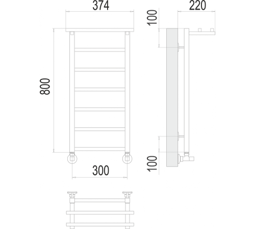 Контур с/п П7 300х800 Полотенцесушитель TERMINUS
