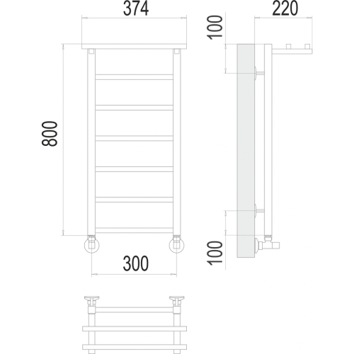 Контур с/п П7 300х800 Полотенцесушитель TERMINUS
