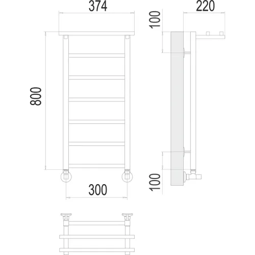 Контур с/п П7 300х800 Полотенцесушитель TERMINUS