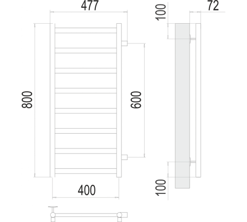 Аврора П8 400х800 бп600 Полотенцесушитель TERMINUS