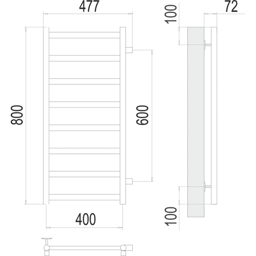 Аврора П8 400х800 бп600 Полотенцесушитель TERMINUS