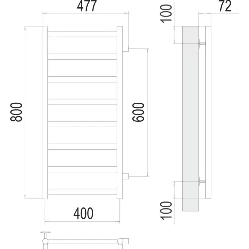 Аврора П8 400х800 бп600 Полотенцесушитель TERMINUS