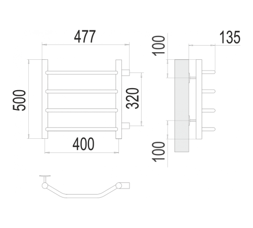 Виктория П4 400х500 бп320 Полотенцесушитель TERMINUS