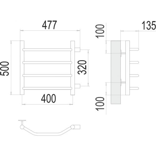 Виктория П4 400х500 бп320 Полотенцесушитель TERMINUS