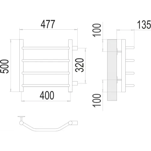 Виктория П4 400х500 бп320 Полотенцесушитель TERMINUS