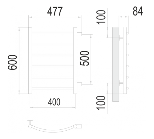 Классик П6 400х600 бп500 Полотенцесушитель TERMINUS