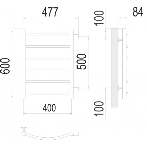 Классик П6 400х600 бп500 Полотенцесушитель TERMINUS
