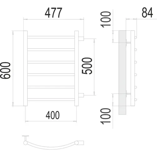 Классик П6 400х600 бп500 Полотенцесушитель TERMINUS