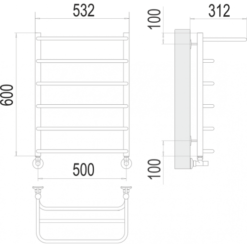 Полка П6 500х600  Полотенцесушитель TERMINUS