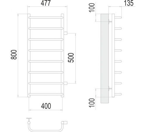 Стандарт П8 400х800 бп500 Полотенцесушитель TERMINUS