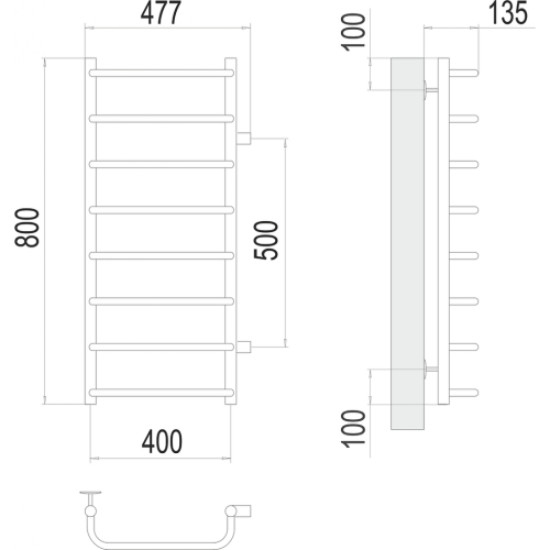 Стандарт П8 400х800 бп500 Полотенцесушитель TERMINUS