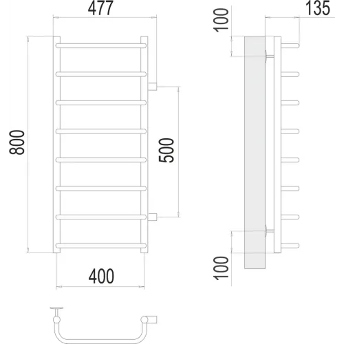 Стандарт П8 400х800 бп500 Полотенцесушитель TERMINUS
