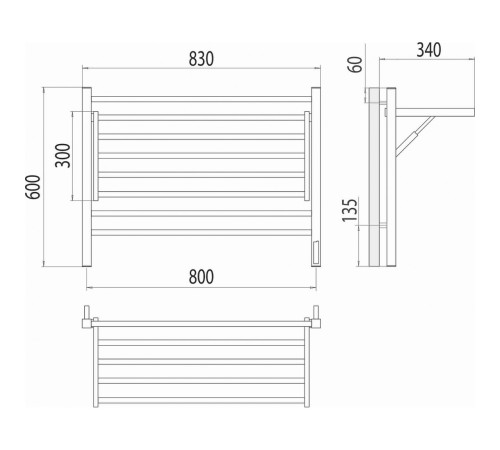 Горизонт П8 600х600 электро (sensor quick touch) Полотенцесушитель TERMINUS