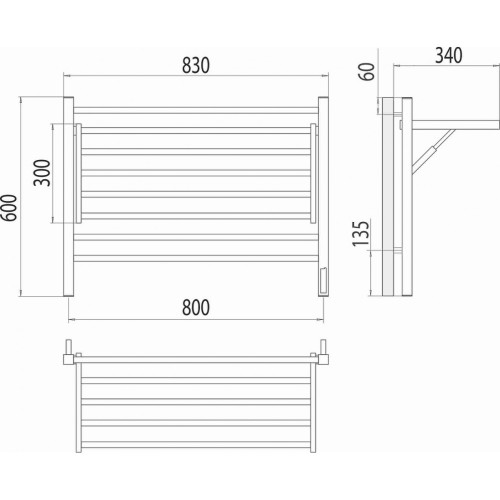 Горизонт П8 600х600 электро (sensor quick touch) Полотенцесушитель TERMINUS