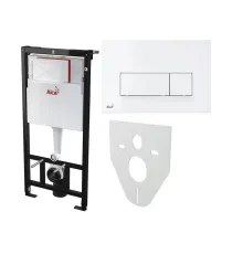 Комплект инсталяция + кнопка белая 4v1 Alcaplast AM101 (Алкапласт)