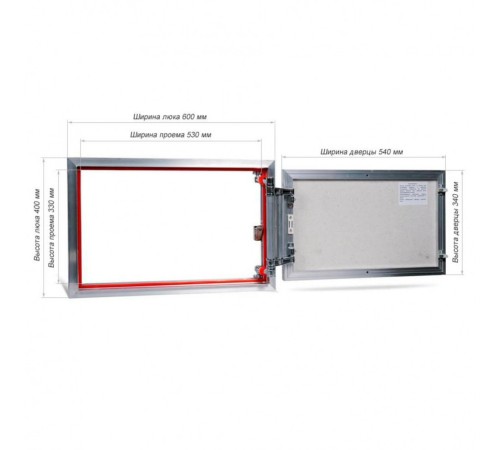 Люк ревизионный под плитку Практика EuroFormat-R алюминиевый 600x400 мм скрытый нажимной