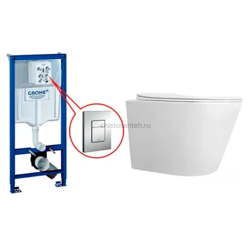 Комплект Инсталляция GROHE Rapid SL+Унитаз подвесной CERONDA CR002