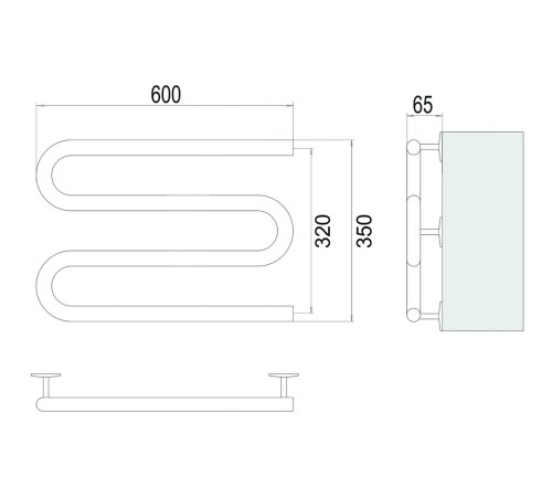 Электро 25 М-обр 600х350 Полотенцесушитель TERMINUS