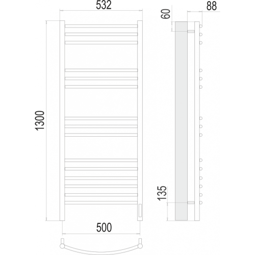 Классик П15 500х1300 электро (sensor quick touch) Полотенцесушитель TERMINUS