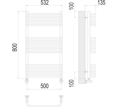 Стандарт П16 500х800 Полотенцесушитель TERMINUS