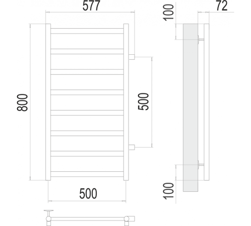 Аврора П8 500х800 бп500 Полотенцесушитель TERMINUS