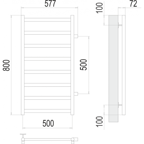 Аврора П8 500х800 бп500 Полотенцесушитель TERMINUS