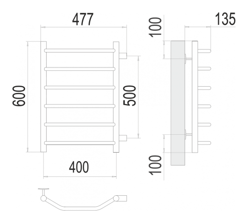 Виктория П6 400х600 бп500 Полотенцесушитель TERMINUS