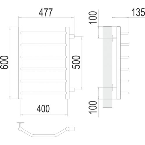 Виктория П6 400х600 бп500 Полотенцесушитель TERMINUS