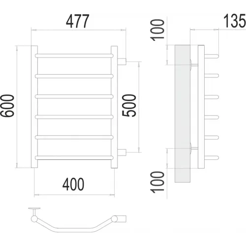 Виктория П6 400х600 бп500 Полотенцесушитель TERMINUS