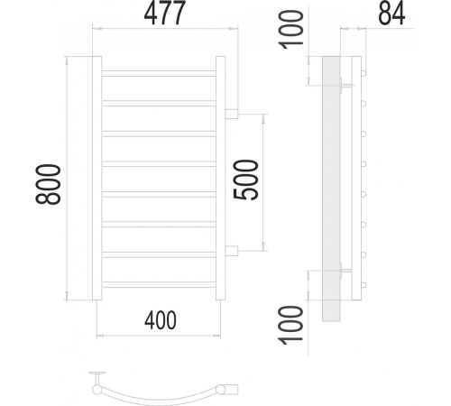 Классик П8 400х800 бп500 Полотенцесушитель TERMINUS