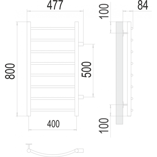Классик П8 400х800 бп500 Полотенцесушитель TERMINUS