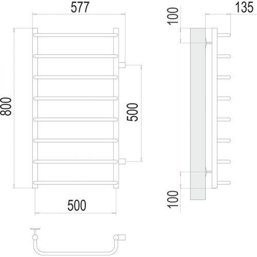 Стандарт П8 500х800 бп500 Полотенцесушитель TERMINUS