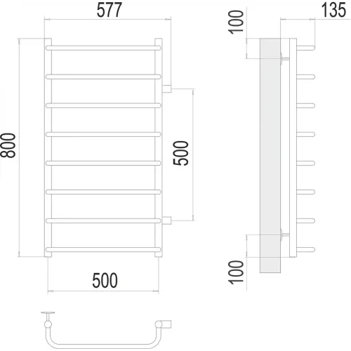 Стандарт П8 500х800 бп500 Полотенцесушитель TERMINUS