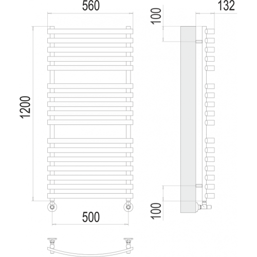 Капри П17 500х1200 Полотенцесушитель TERMINUS