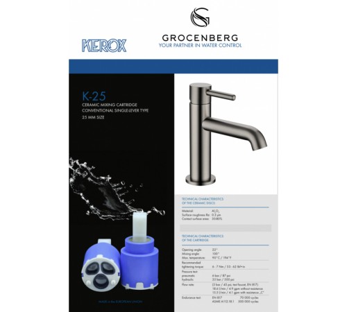 Смеситель для раковины стандартный Grocenberg GB2099BG Графит