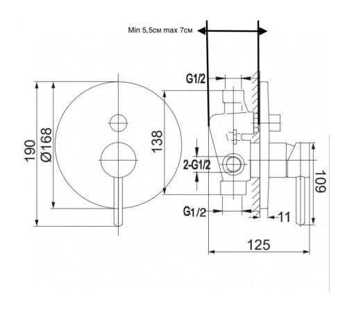 Душевая система скрытого монтажа Grocenberg GB5099MG-1 Матовое золото
