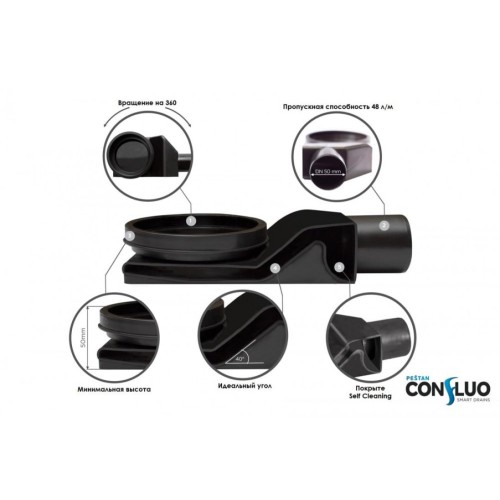 Душевой лоток Confluo Frameless Line 650 Black Glass-артикул-13701204