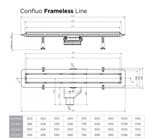 Душевой лоток Confluo Frameless Line 650 Black Glass-артикул-13701204