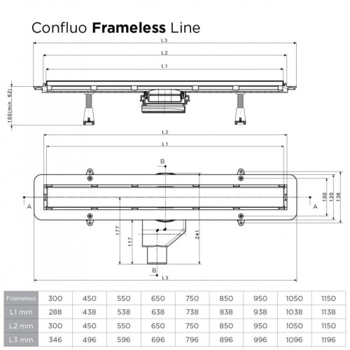 Душевой лоток Confluo Frameless Line 650 Black Glass-артикул-13701204