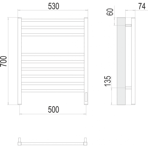 Ватикан П9 500х700 электро (sensor quick touch) Полотенцесушитель TERMINUS)