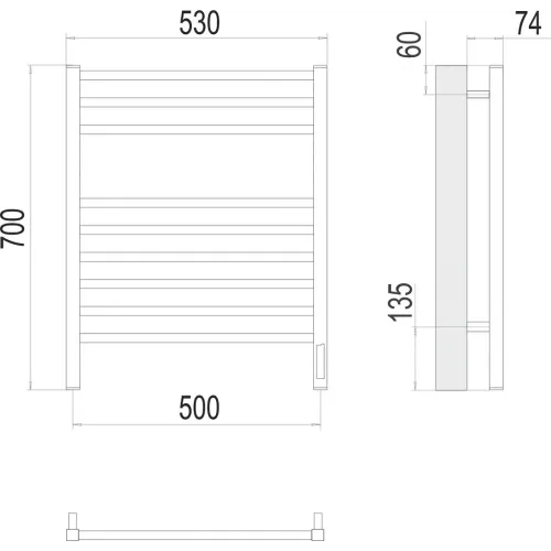 Ватикан П9 500х700 электро (sensor quick touch) Полотенцесушитель TERMINUS)