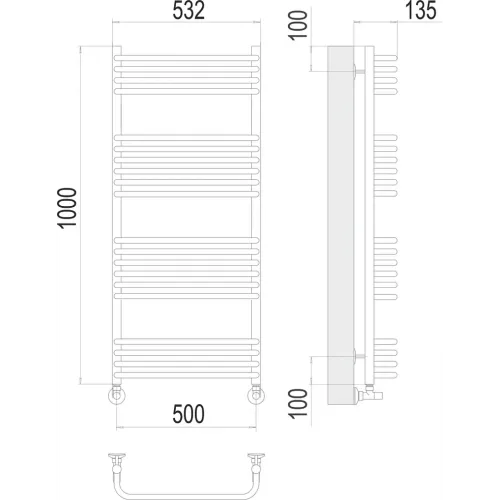 Стандарт П20 500х1000 Полотенцесушитель TERMINUS