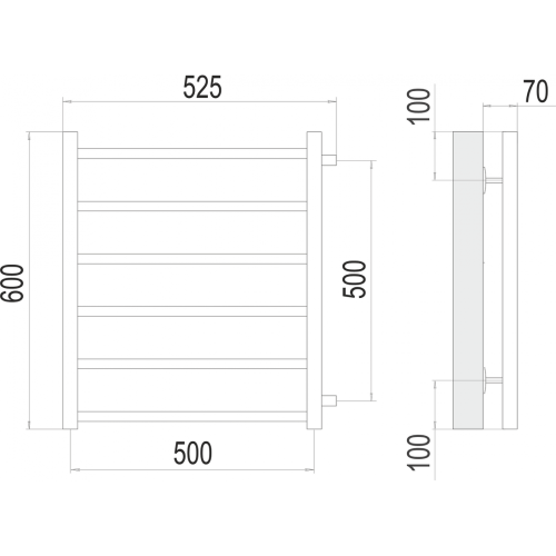 Вега П6 500х600 бп500 Полотенцесушитель TERMINUS