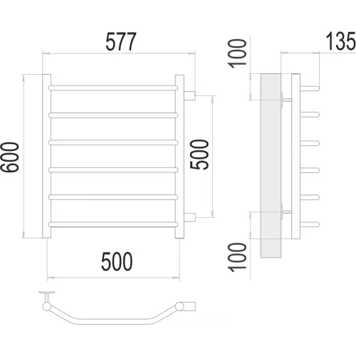 Виктория П6 500х600 бп500 Полотенцесушитель TERMINUS