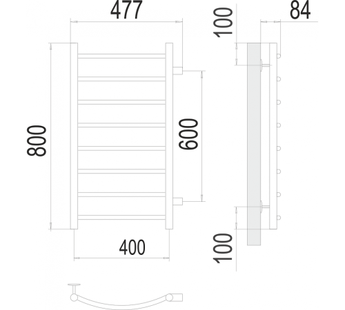 Классик П8 400х800 бп600 Полотенцесушитель TERMINUS