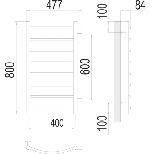 Классик П8 400х800 бп600 Полотенцесушитель TERMINUS